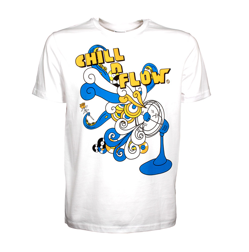 Chill ‘n’ Flow Ventilator Blue Orange on White – T-Shirt (Men’s ...